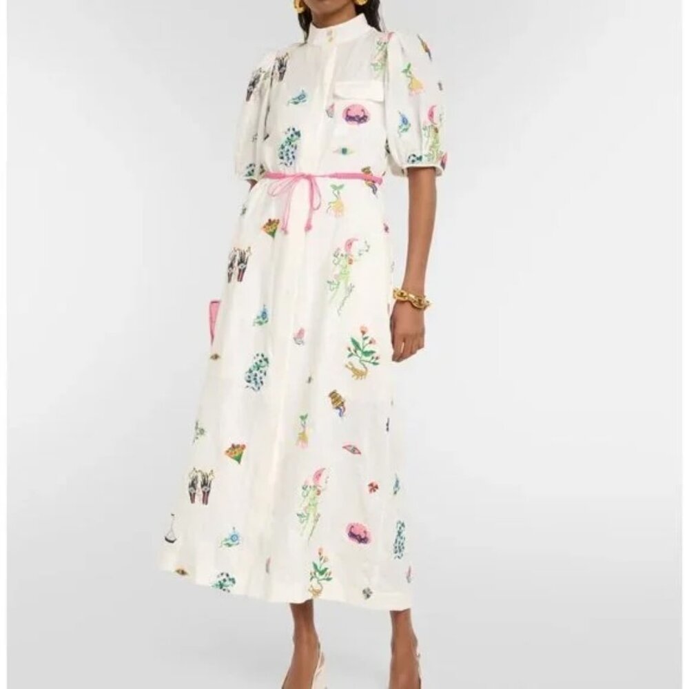Alemais embroidered linen shirt dress (4US) but runs large